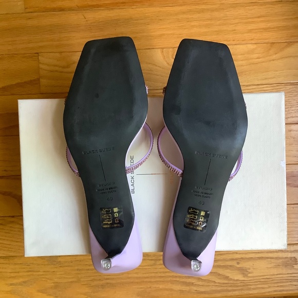 Black Suede Studio Ari Metallic Stiletto Slide Sandal Lavender Crystal SZ EU 40 - Picture 11 of 14